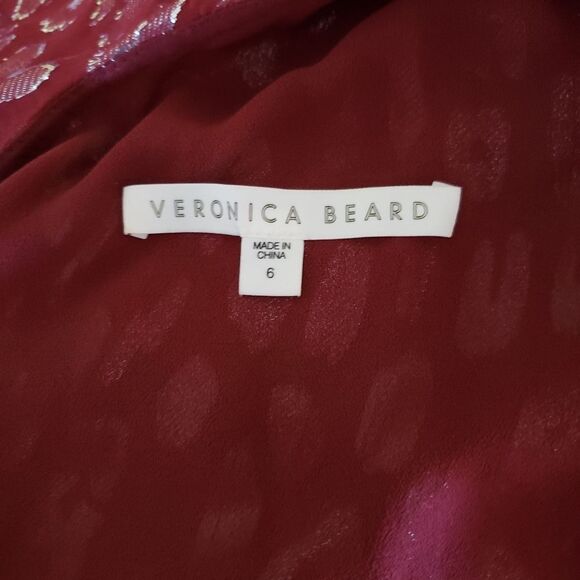 Veronica Beard Silk Metallic One Shoulder Ruffle Asymmetric Midi Dress Size 6 - Picture 6 of 10